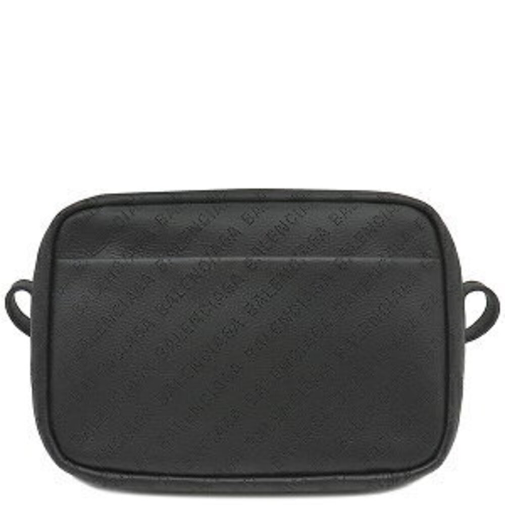 Balenciaga Shoulder Bag Camera Leather Black Clutch Logo Perforation